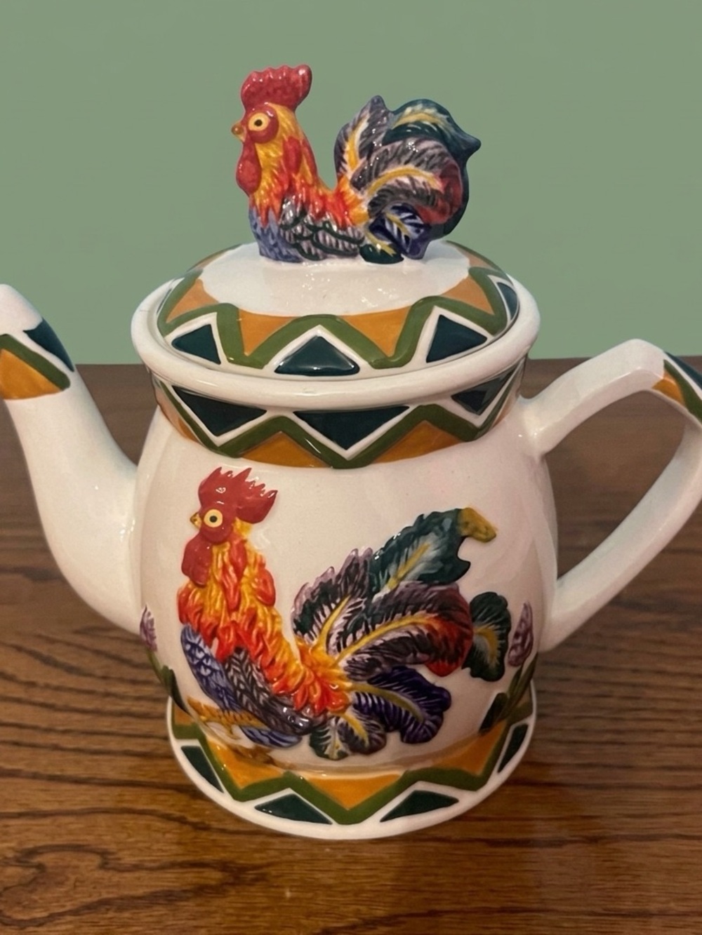 Vintage Ceramic Rooster Teapot with Lid